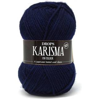 DROPS Karisma 17 Marineblå (Uni Colour) Indhold: 100% Uld Garngruppe: B (20 - 22 masker) / 8 ply / DK / worsted Vægt/længde: 50 gram = ca. 100 meter Anbefalede pinde: 4 mm Strikkefasthed: 10 x 10 cm = 21 m x 28 p Finvask med forsigtig centrifugering på 40ºC / Brug aldrig skyllemiddel / Tørres fladt.
