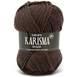 DROPS Karisma 04 Chokolade brun (Uni Colour) Indhold: 100% Uld Garngruppe: B (20 - 22 masker) / 8 ply / DK / worsted Vægt/længde: 50 gram = ca. 100 meter Anbefalede pinde: 4 mm Strikkefasthed: 10 x 10 cm = 21 m x 28 p Finvask med forsigtig centrifugering på 40ºC / Brug aldrig skyllemiddel / Tørres fladt.