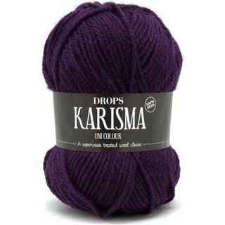 DROPS Karisma 76 Mørk lilla (Uni Colour) Indhold: 100% Uld Garngruppe: B (20 - 22 masker) / 8 ply / DK / worsted Vægt/længde: 50 gram = ca. 100 meter Anbefalede pinde: 4 mm Strikkefasthed: 10 x 10 cm = 21 m x 28 p Finvask med forsigtig centrifugering på 40ºC / Brug aldrig skyllemiddel / Tørres fladt.