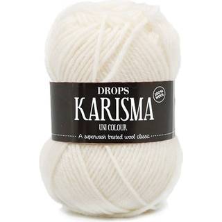 DROPS Karisma 01 Natur (Uni Colour) Indhold: 100% Uld Garngruppe: B (20 - 22 masker) / 8 ply / DK / worsted Vægt/længde: 50 gram = ca. 100 meter Anbefalede pinde: 4 mm Strikkefasthed: 10 x 10 cm = 21 m x 28 p Finvask med forsigtig centrifugering på 40ºC / Brug aldrig skyllemiddel / Tørres fladt.