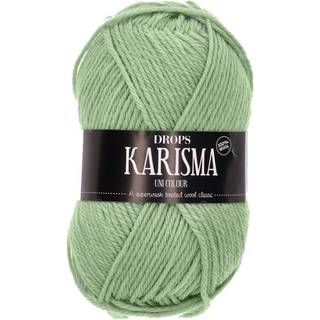 DROPS Karisma 88 Salviegrøn (Uni Colour) Indhold: 100% Uld Garngruppe: B (20 - 22 masker) / 8 ply / DK / worsted Vægt/længde: 50 gram = ca. 100 meter Anbefalede pinde: 4 mm Strikkefasthed: 10 x 10 cm = 21 m x 28 p Finvask med forsigtig centrifugering på 40ºC / Brug aldrig skyllemiddel / Tørres fladt.