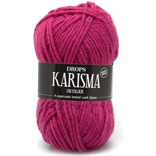DROPS Karisma 13 Cerise (Uni Colour) Indhold: 100% Uld Garngruppe: B (20 - 22 masker) / 8 ply / DK / worsted Vægt/længde: 50 gram = ca. 100 meter Anbefalede pinde: 4 mm Strikkefasthed: 10 x 10 cm = 21 m x 28 p Finvask med forsigtig centrifugering på 40ºC / Brug aldrig skyllemiddel / Tørres fladt.