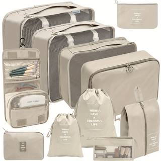 TEMU 11pcs Solid Color Packing Cubes For Suitcases, Travel Luggage Packing Organizers With Laundry Bag, Compression Storage Shoe Bag, Clothing Underwear Bag Etc