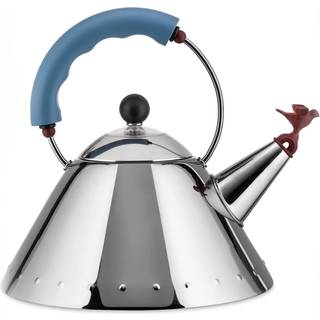 Alessi - Kettle 9093 With Bird / Light Blue - Elkedler - Michael Graves - Sølv