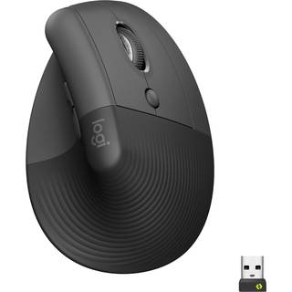Logitech Lift Right Vertical - Graphite - Ergonomisk mus - Optisk - 6 knapper - Sort