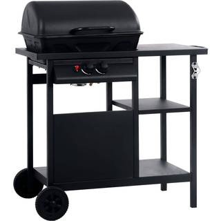 gasgrill med 3-lags sidebord sort