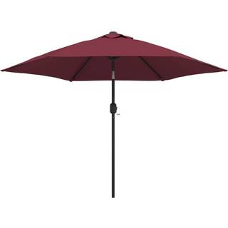 parasol m. LED-lys og stålstang 300 cm bordeauxrød