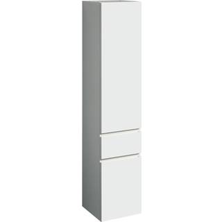 Geberit Renova Plan højskab med to låger og en skuffe: B=39cm, H=180cm, T=36cm, Nøddetræ hickory lys / Folie struktureret