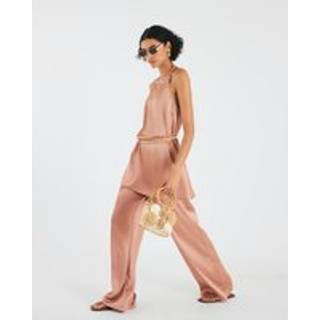 River Island River Island Brown Satin Straight Leg Trousers