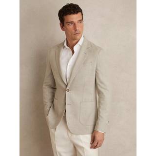 Reiss Reiss Soft Grey Aphrodite Slim Fit Single Breasted Blazer with Cotton