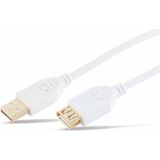 USB kabel 2.0 - USB-A han / USB-A hun - Hvid - 5 m