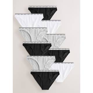 Next Black High Leg Cotton Logo Knickers 10 Pack