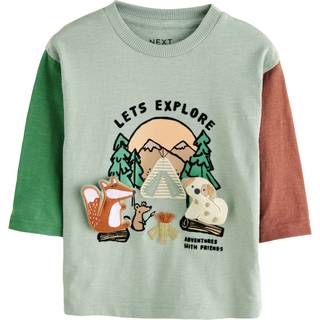 Next Green Camping Animals Long Sleeve Appliqué T-Shirt (3mths-7yrs)
