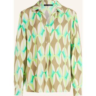 Bluse - Grafisk Print Blød Viskose - Khaki