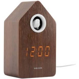 Karlsson Cuckoo LED vækkeur 15,3x6cm træfinér brun