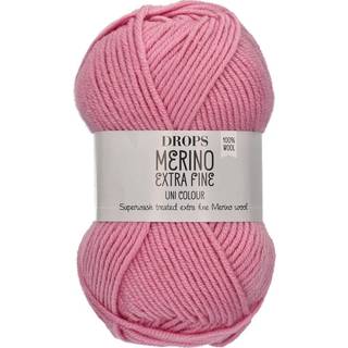 DROPS Merino EXTRA Fine 25 Rosa (Uni Colour) Indhold: 100% extra fine Merino uld Garngruppe: B (20 - 22 masker) / 8 ply / DK / worsted Vægt/længde: 50 gram = ca. 105 meter Anbefalede pinde: 4 mm Strikkefasthed: 10 x 10 cm = 21 m x 28 p Maskinvask, Finvask 40ºC / Brug aldrig skyllemiddel / Tørres fladt.