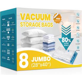 Yssoa vakuum opbevaringsposer 8pack-jumbo rumsparer vakuum opbevaringsposer vakuumsteksposer til t?j t?j dyner og t?pper gennemsigtige