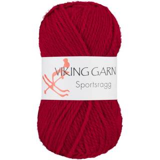 Viking Sportsragg 565 Rød Indhold: 60% Uld, 20% akryl, 20% nylon Vægt/længde: 50 gram = ca. 100 meter Anbefalede pinde: 3.50 mm Strikkefasthed: 10 cm = 23 m Vask: Uldvask / Max 30°C / Tørres fladt.