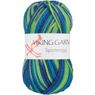 Viking Sportsragg 552 Multi-blå-grøn Indhold: 60% Uld, 20% akryl, 20% nylon Vægt/længde: 50 gram = ca. 100 meter Anbefalede pinde: 3.50 mm Strikkefasthed: 10 cm = 23 m Vask: Uldvask / Max 30°C / Tørres fladt.