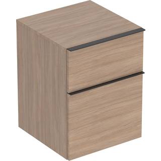 Geberit iCon sideskab med to skuffer: 45x60cm Eg / melamin træstruktur, lava / pulverlakeret mat
