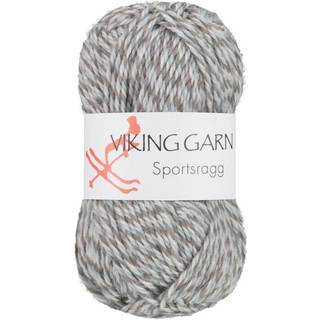 Viking Sportsragg 585 Multi-hvid-beige-blå Indhold: 60% Uld, 20% akryl, 20% nylon Vægt/længde: 50 gram = ca. 100 meter Anbefalede pinde: 3.50 mm Strikkefasthed: 10 cm = 23 m Vask: Uldvask / Max 30°C / Tørres fladt.