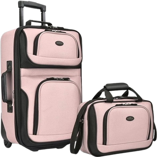U.S. Traveller Rio Rugged Fabric Exultable Carry-On Bagage Pink Set