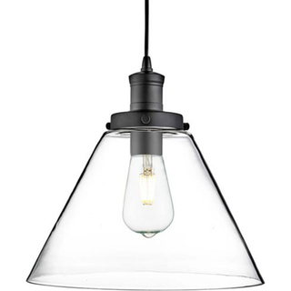 Pyramide pendellampe, sort/klar, glas, Ø 29 cm, E27
