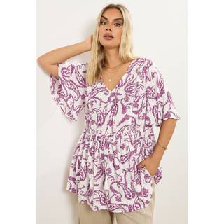 Yours Curve Yours Curve Boho-bluse med korte engleærmer