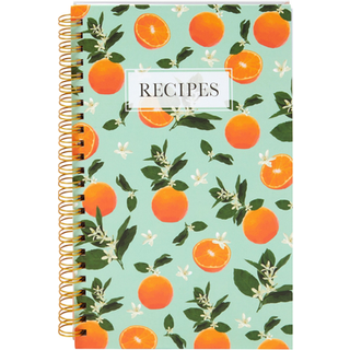 Pipilo Press Blank Recipe Book til at skrive i dine egne opskrifter 120 sider 8 sektioner Blomster og orange tema lamineret indbundet (5,5 x 8,5