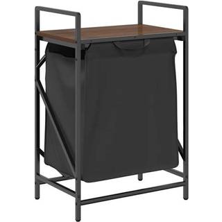 vasketøjskurv 1 rum med hylde brun egetræsfarve