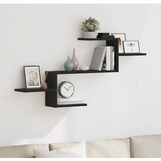 væghylde 104x15x49 cm konstrueret træ sort egetræsfarve