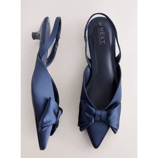 Next Navy Forever Comfort Point Toe Bow Slingback Kitten Heels