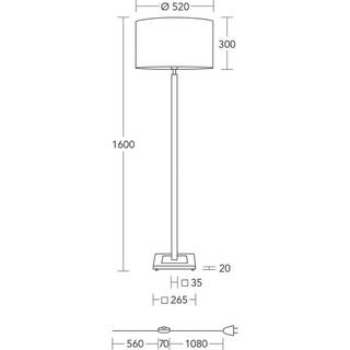 HerzBlut gulvlampe Titos, træ, hvid, 160 cm høj, E27