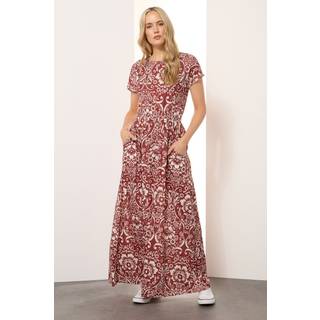 Lts Tall Red Floral Paisley Shirred Waist Maxi Dress 12 Lts | Tall Women's Maxi Dresses