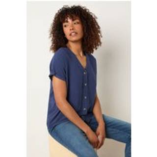 M & Co M & Co Blue Acid Wash Button Through Blouse
