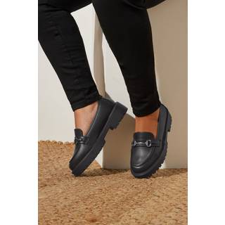 Yours Curve Yours Curve Black Wide Fit Wide Fit Metal Detail Loafers