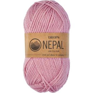 DROPS Nepal 3720 Mellemrosa (Uni Colour) Indhold: 65% Peruvian Highland Uld, 35% Superfin Alpaca Garngruppe: C (16 - 19 masker) / 10 ply / aran / worsted Vægt/længde: 50 g = ca. 75 meter Anbefalede pinde: 5 mm Strikkefasthed: 10 x 10 cm = 17 m x 22 p Håndvask, max 30°C / Tørres fladt / Kan filtes.
