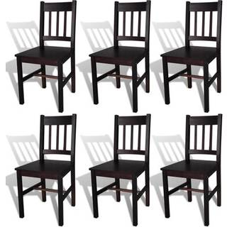 Spisebordsstole Fyrretræ - 6 / Mørkebrun