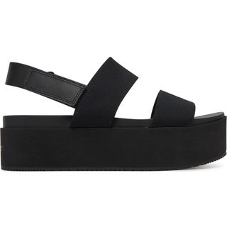 Canvas Platform Wedge Sandals - Black - EU 41