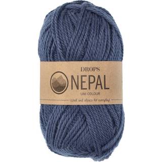 DROPS Nepal 6314 Jeans blå (Uni Colour) Indhold: 65% Peruvian Highland Uld, 35% Superfin Alpaca Garngruppe: C (16 - 19 masker) / 10 ply / aran / worsted Vægt/længde: 50 g = ca. 75 meter Anbefalede pinde: 5 mm Strikkefasthed: 10 x 10 cm = 17 m x 22 p Håndvask, max 30°C / Tørres fladt / Kan filtes.