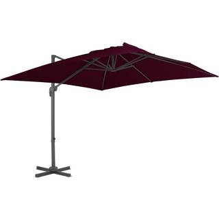 hængeparasol 300x300 cm aluminiumsstang bordeauxrød