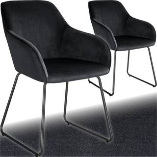 Spisebordsstol Jeane, velour - Velour sort/sort,Sæt med 2 stk.