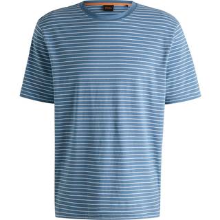 BOSS Tales Stripe Logo T Shirt Blue
