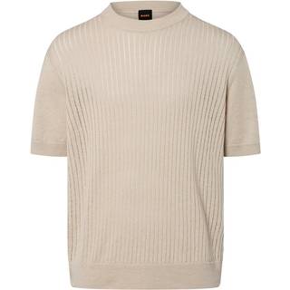 Strikket T-shirt med relaxed fit i hør og bomuld