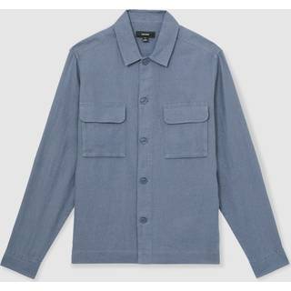 Reiss Reiss Airforce Blue Eze Linen Twin-Pocket Overshirt