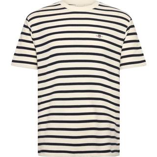 GANT Waffle Textured Striped T-Shirt Cream