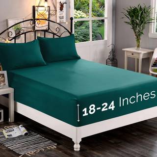 Elegant komfort 1500 premium kvalitet monteret ark ultra blød 18-24 tommer ekstra dyb lomme - enkelt monteret ark til høj madras - rynkefrit med