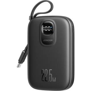 Joyroom 22,5W hurtigopladning Powerbank 10000mAh indbygget USB-C-kabel - Sort