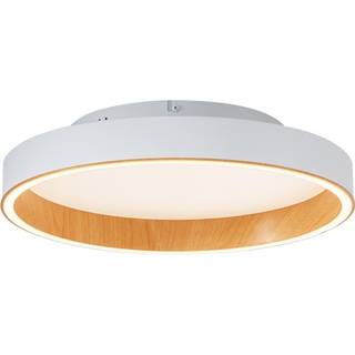 Design loftslampe hvid med træ 40 cm inkl. LED 3-trins kontakt - Ingo