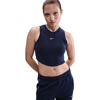 Stram, maskinstrikket Nike Sportswear Chill-mini-tanktop med kort snit til kvinder - blå - S (EU 36-38)